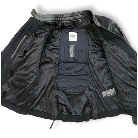 Harley Davidson Genuine Buffalo Hide Leather Full Zip Moto Jacket Black Women XL - Picture 4 of 9